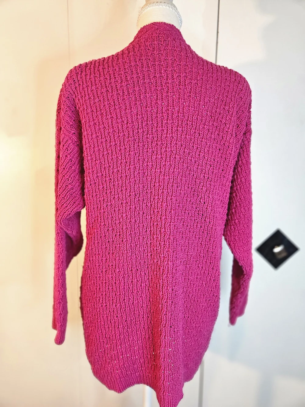 Women's Deep V-Neck Sweater in Bright Fuchsia
